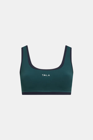 SkinLuxe Contrast Edge Sports Bra - Rich Teal / Midnight Navy