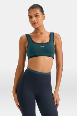 SkinLuxe Contrast Edge Sports Bra - Rich Teal / Midnight Navy