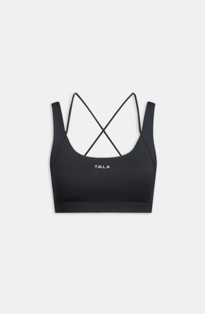 SKINLUXE CONTOUR SCOOP BACK SPORTS BRA - SHADOW BLACK