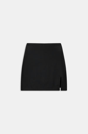 SKINLUXE ASYMMETRIC SIDE SPLIT SKORT - SHADOW BLACK
