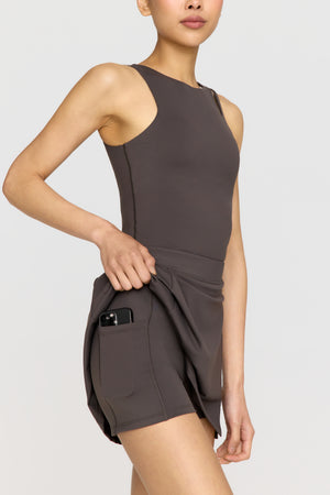 SkinLuxe Side Split Skort - Slate Brown