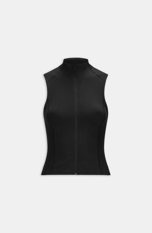 SKINLUXE SLEEVELESS ZIP THROUGH RUNNING TOP - SHADOW BLACK