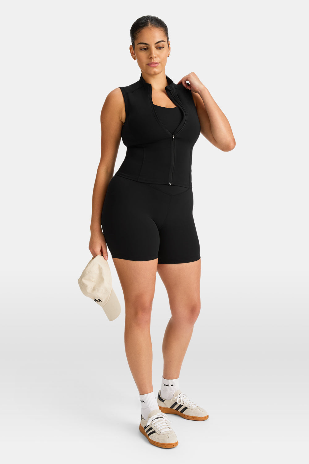 SKINLUXE SLEEVELESS ZIP THROUGH RUNNING TOP - SHADOW BLACK