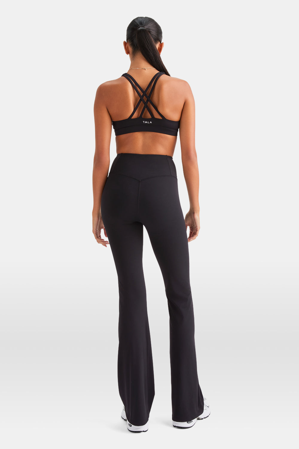 SKINLUXE V-WAIST HIGH WAISTED FLARED LEGGING - SHADOW BLACK