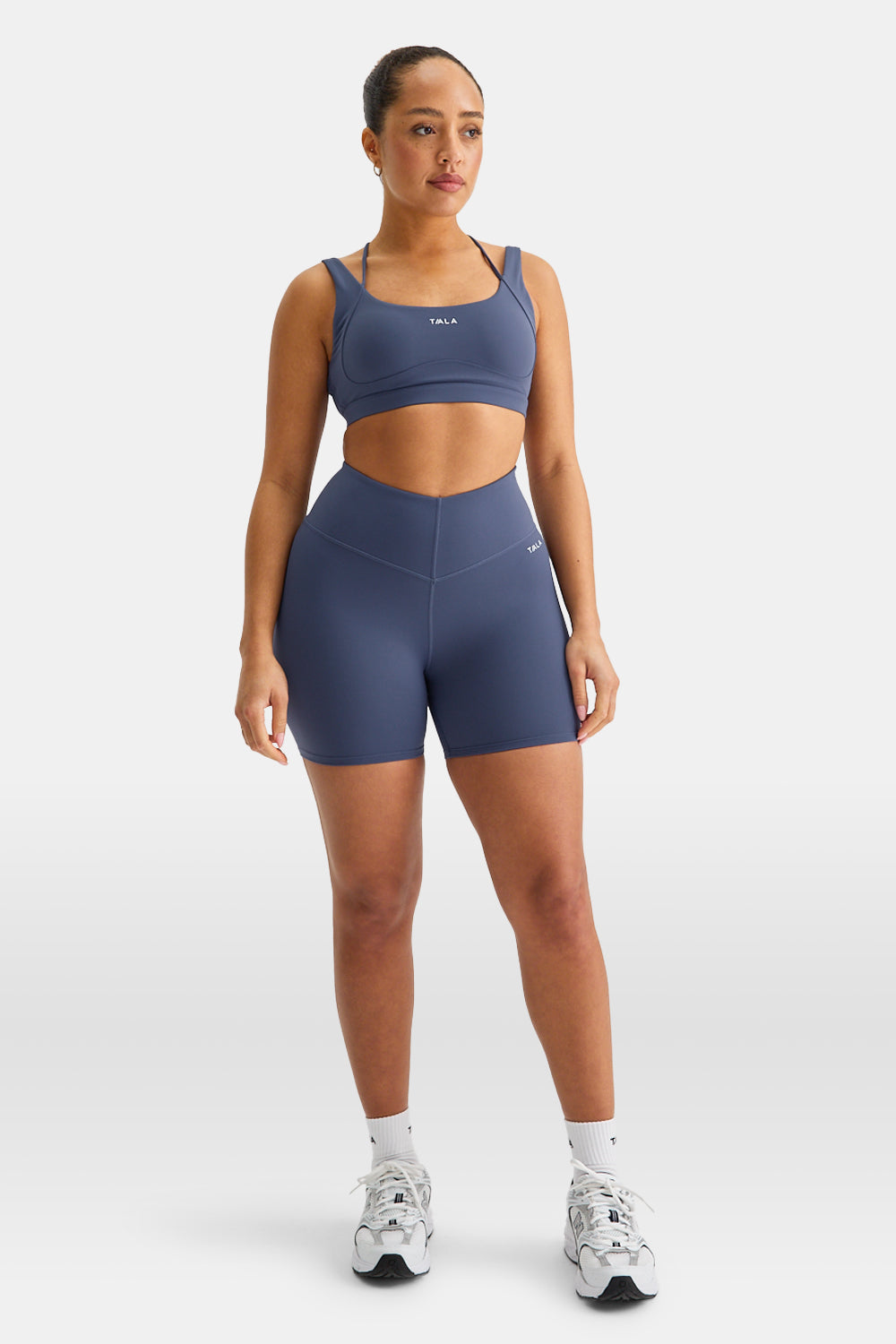 SKINLUXE V-WAIST HIGH WAISTED SHORTS - VINTAGE BLUE