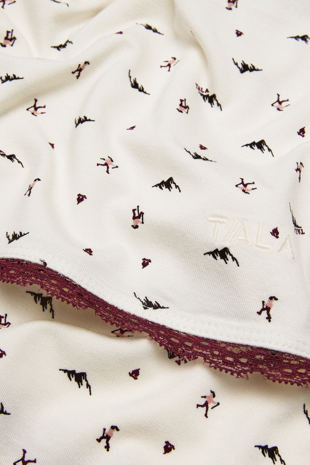 Lace Trim Pyjama Short - Hiking Print