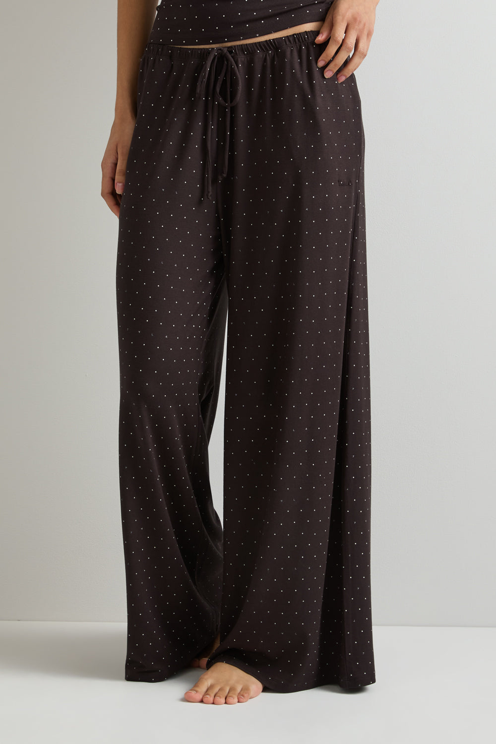 Drawstring Pyjama Trouser - Americano Polka Dot