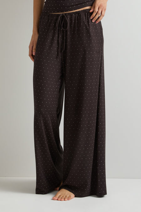 Drawstring Pyjama Trouser - Americano Polka Dot