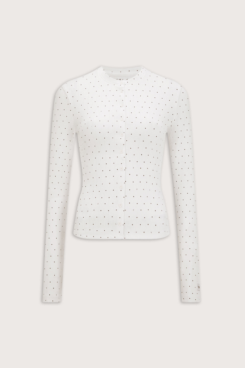Pointelle Button Up Pyjama Cardigan - Ivory Polka Dot Print