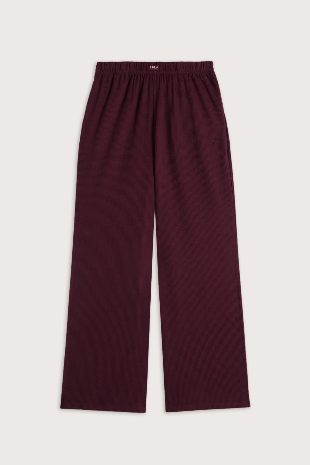 Pointelle Wide Leg Pyjama Bottoms - Burgundy Marl