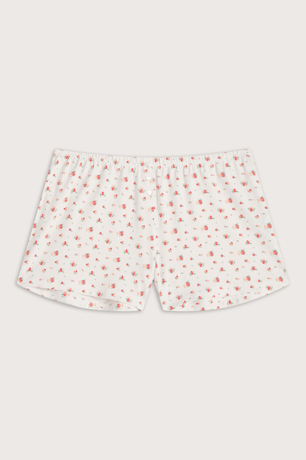 Button Pyjama Shorts - Ivory Floral Print