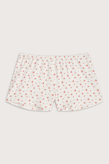 Button Pyjama Shorts - Ivory Floral Print