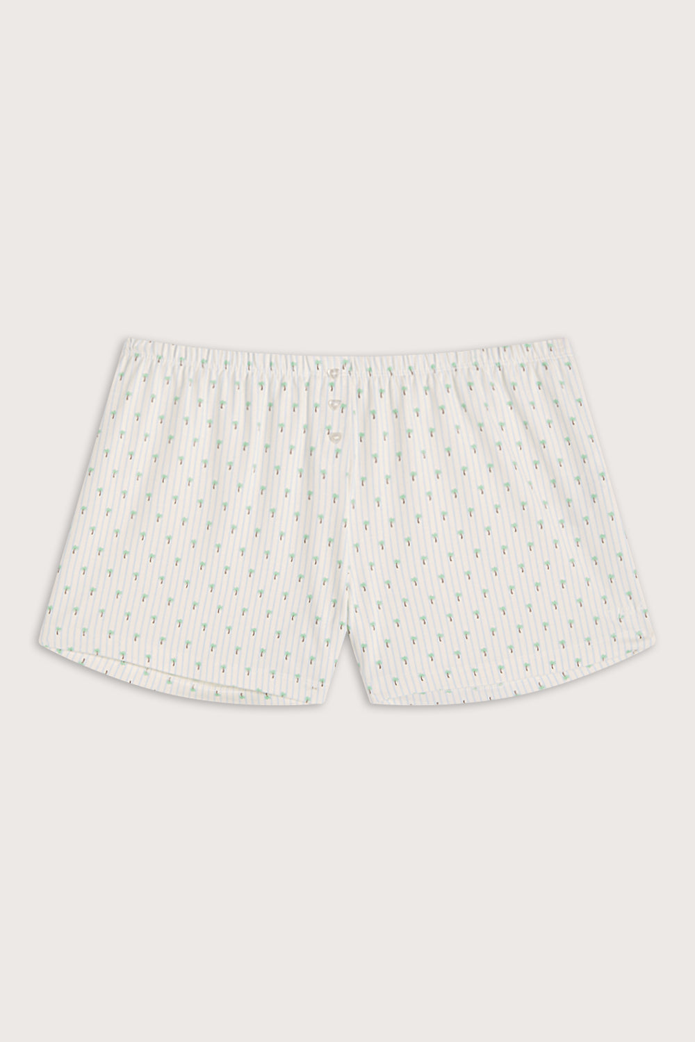 Button Pyjama Shorts - Blue Stripe Palm Print