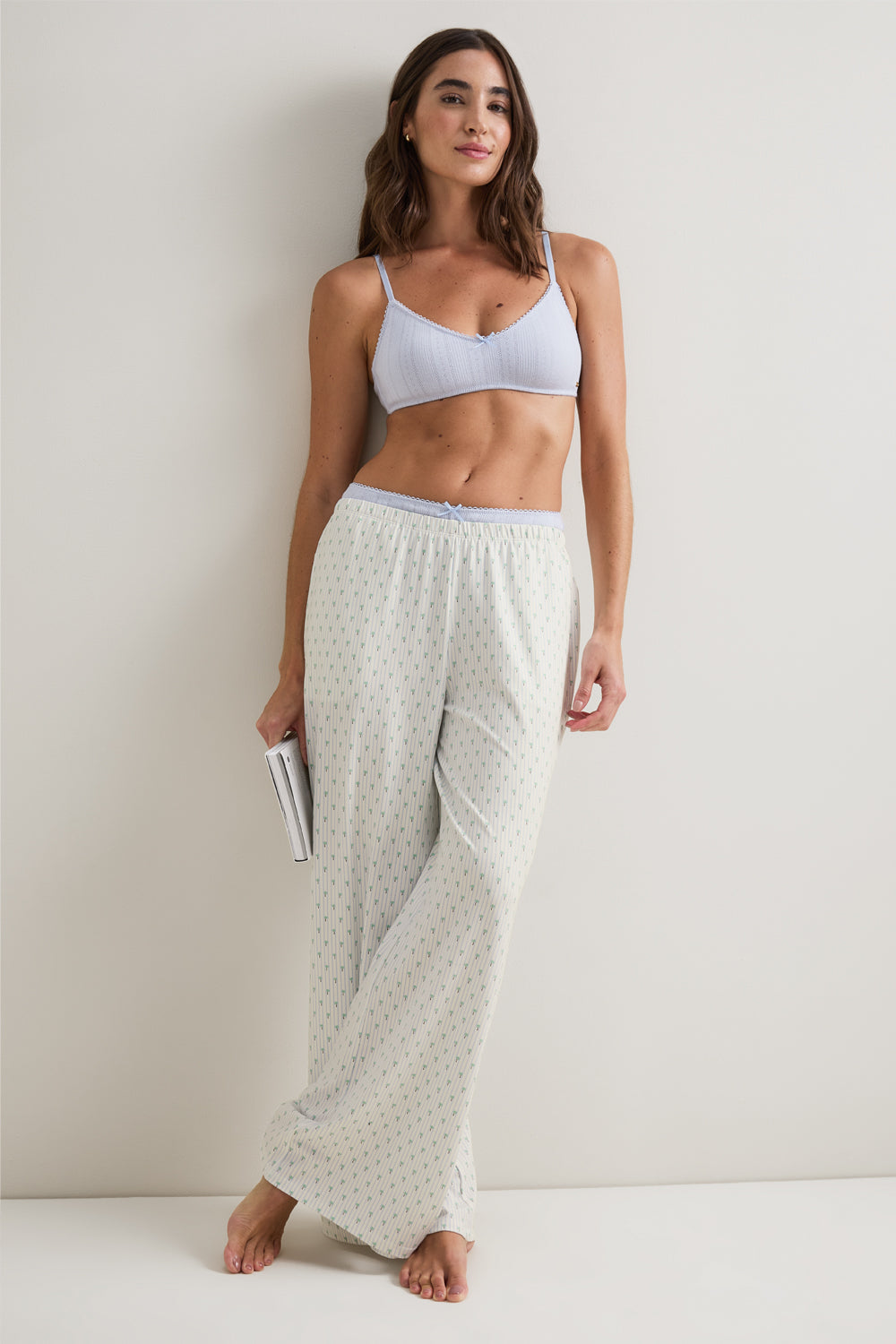 Pyjama Bottoms - Blue Stripe Palm Print