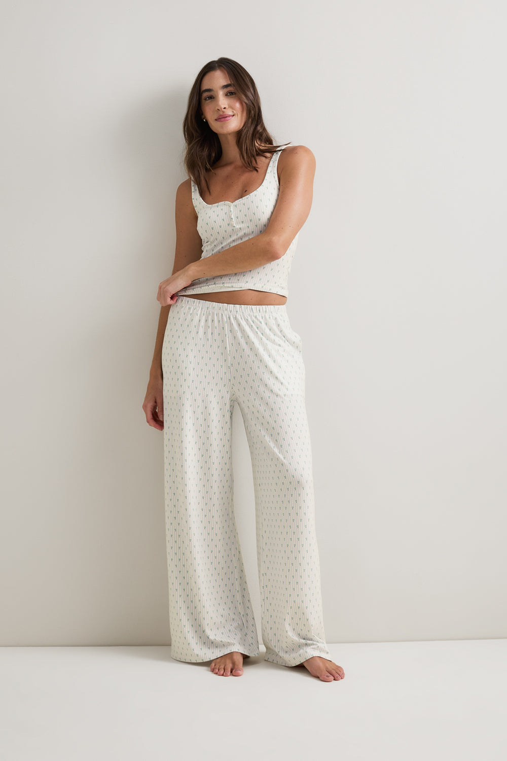 Pyjama Bottoms - Blue Stripe Palm Print