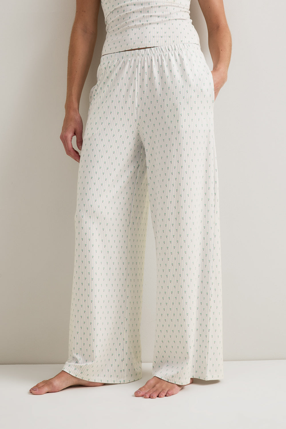 Pyjama Bottoms - Blue Stripe Palm Print