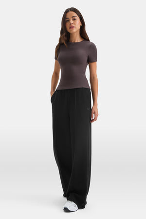 SoftSmart Wide Leg Jogger - Black