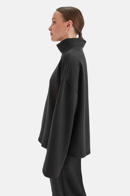 SoftSmart Funnel Neck Sweatshirt - Black