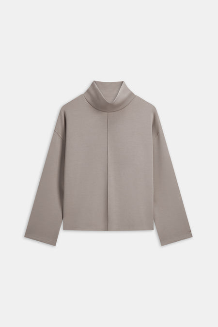 SoftSmart Funnel Neck Sweatshirt - Pebble