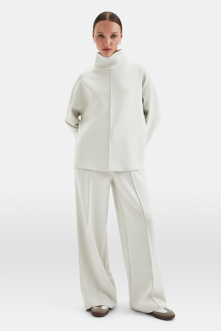 SoftSmart Funnel Neck Sweatshirt - Ecru