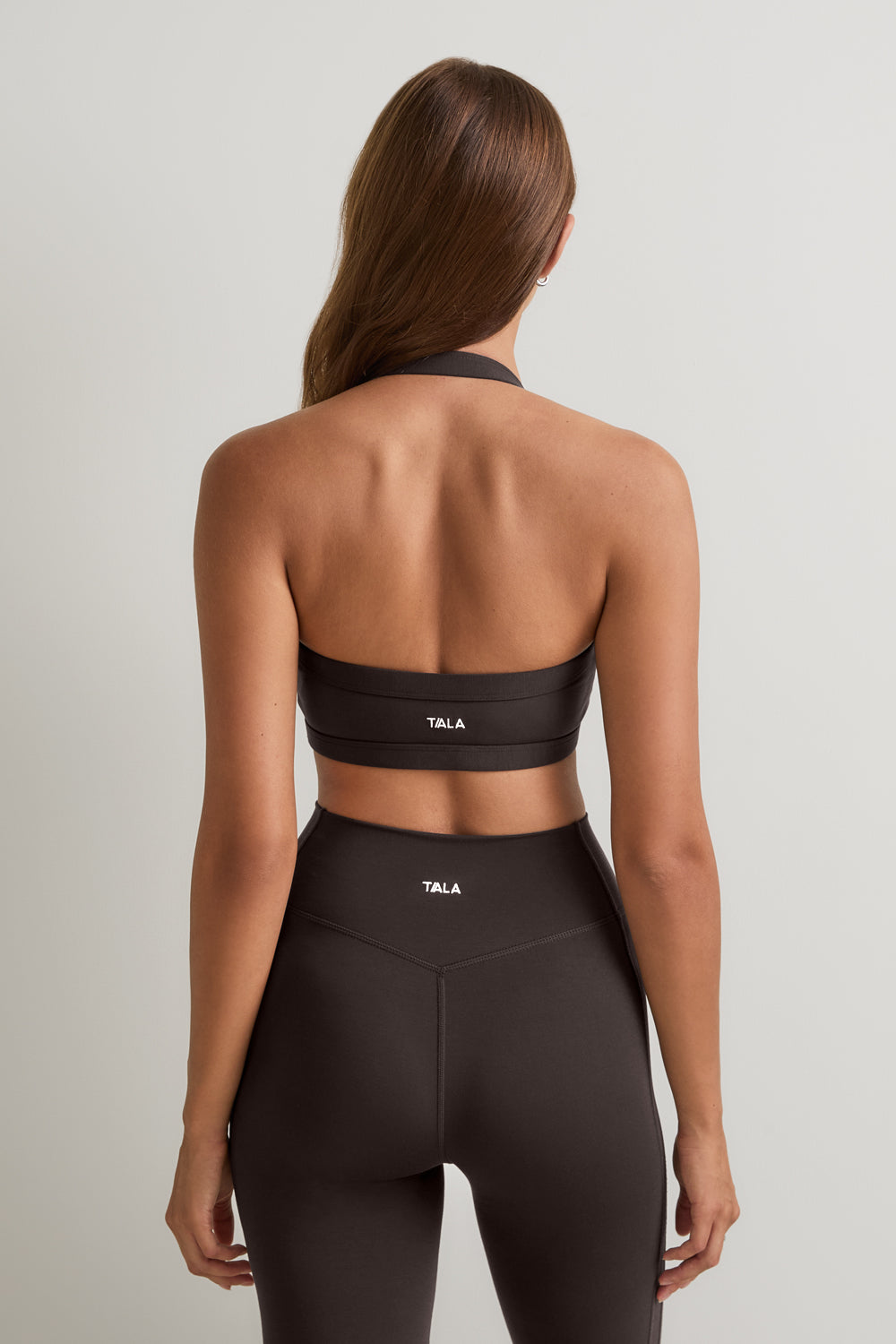SoftSet V Neck Halter Sports Bra - Americano