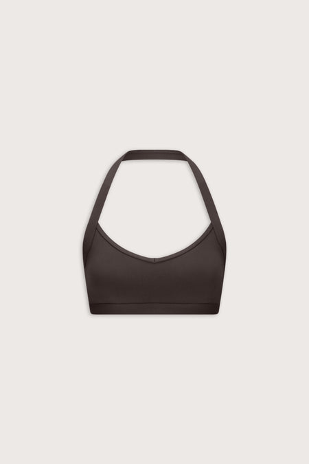 SoftSet V Neck Halter Sports Bra - Americano