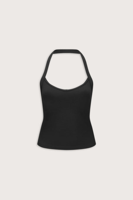 SoftSet V Neck Halter Tank - Black