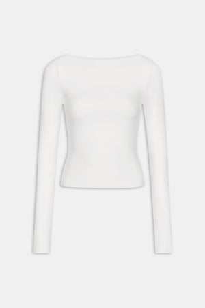 365 Boat Neck Long Sleeve Top - Coconut Milk