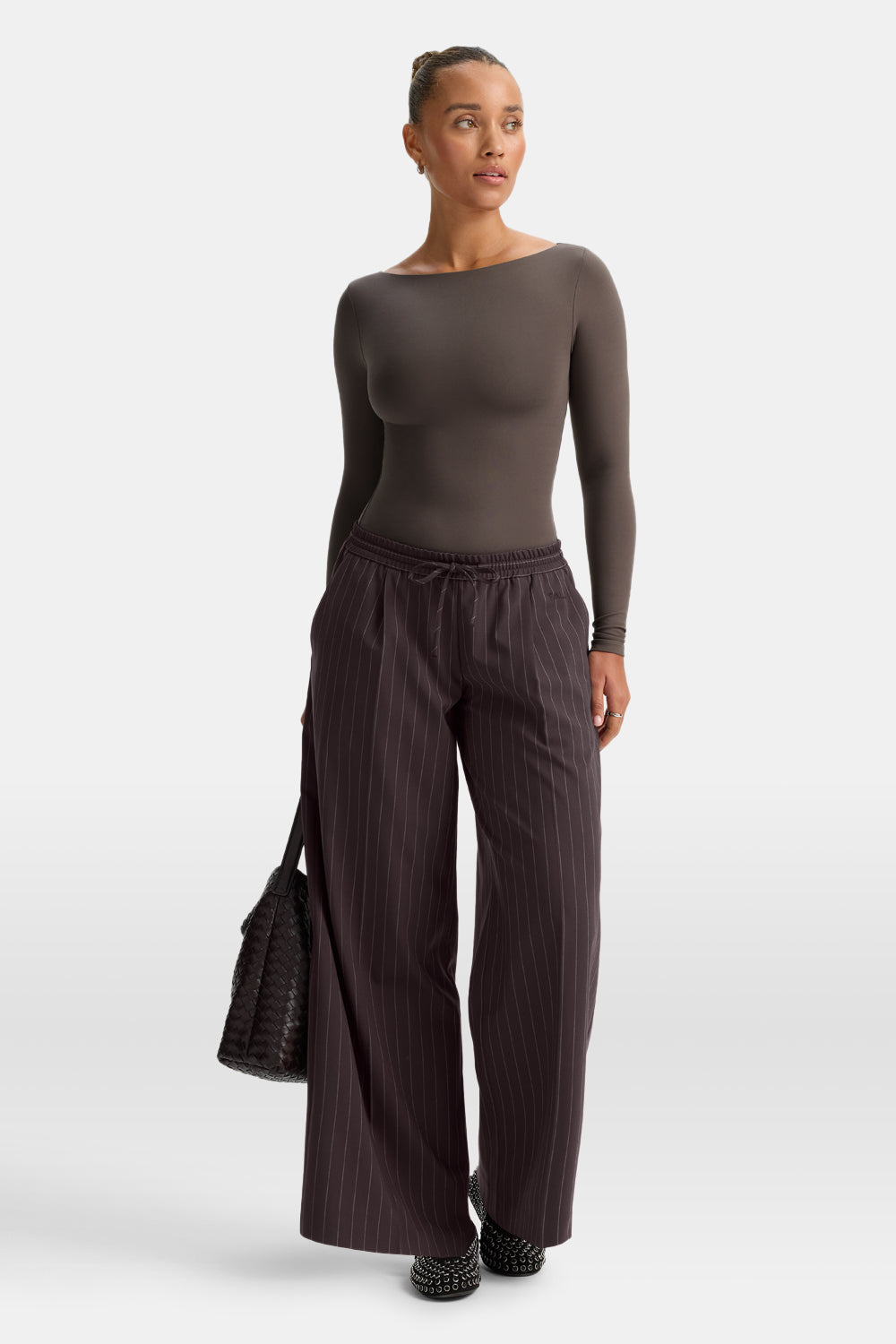 365 Boat Neck Long Sleeve Top - Mocha Brown