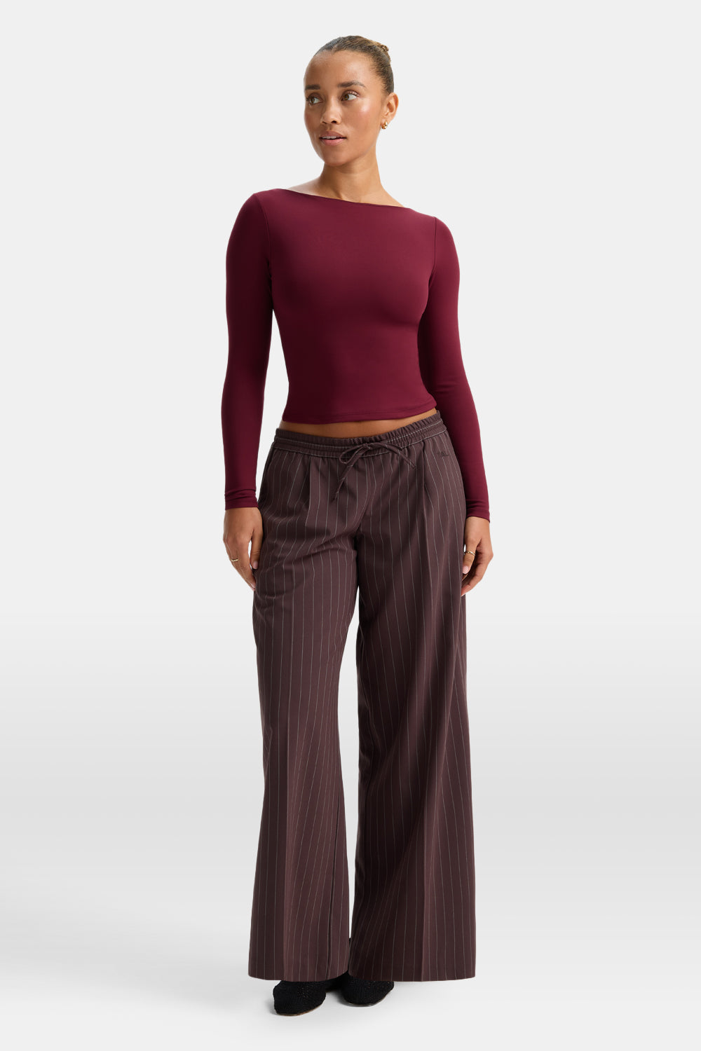 365 Boat Neck Long Sleeve Top - Port Red