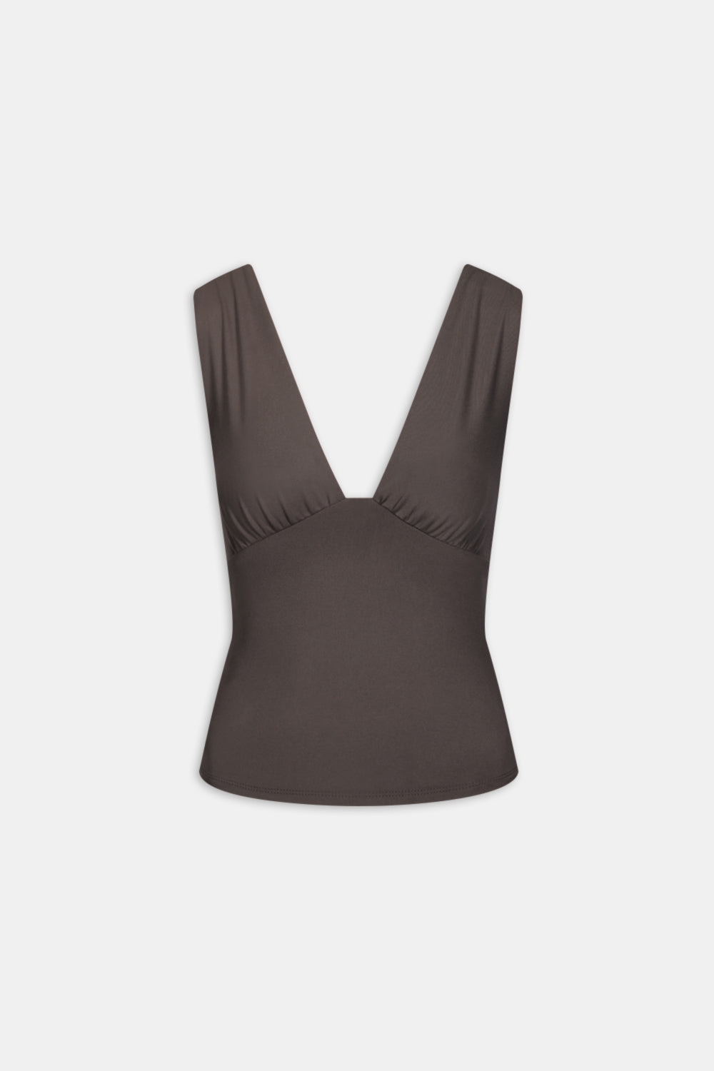 365 Plunge Neckline Top - Mocha Brown