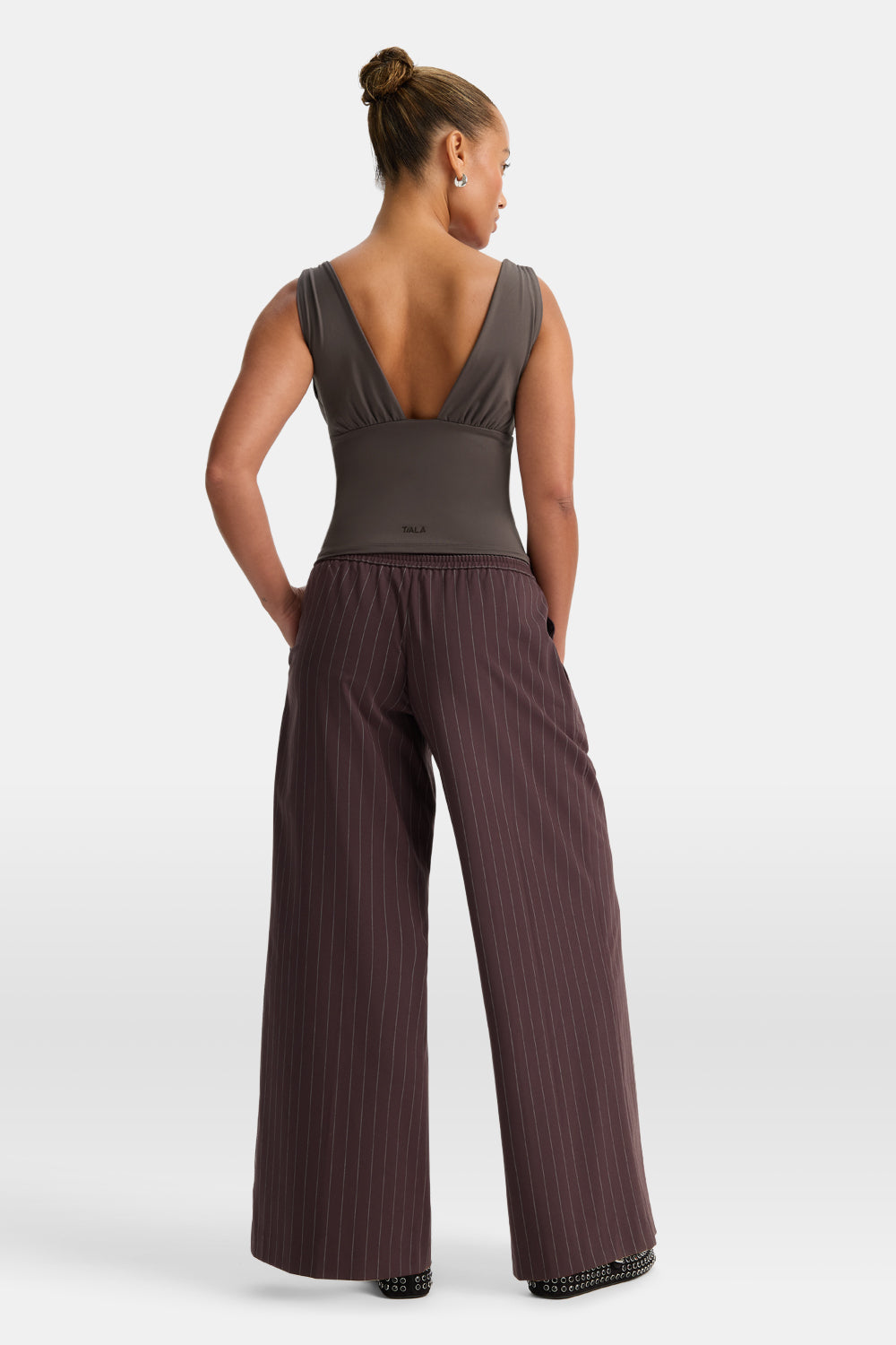 365 Plunge Neckline Top - Mocha Brown