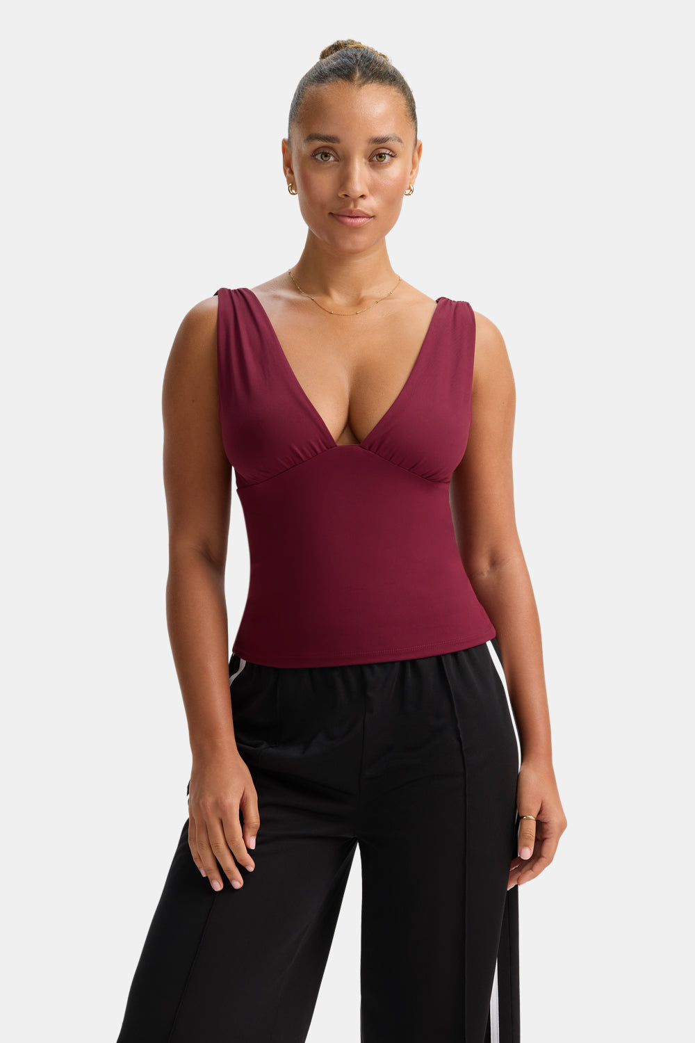 365 Plunge Neckline Top - Port Red