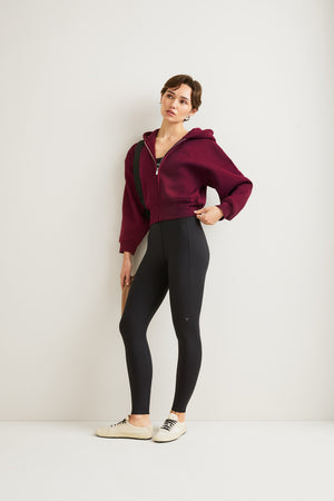 Cocoon Zip Through Hoodie - Port Red