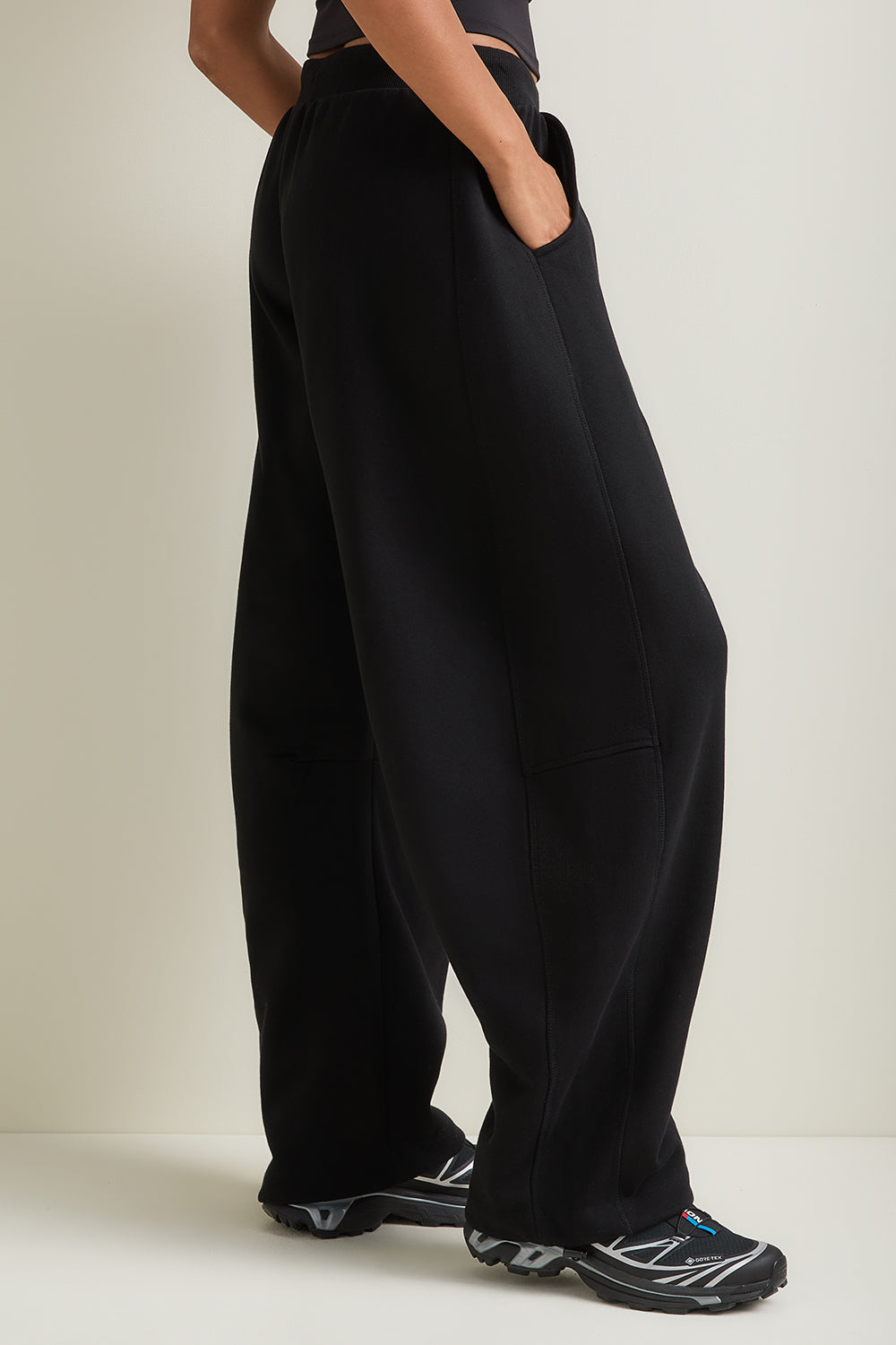 Organic Cotton Barrel Leg Jogger - Black