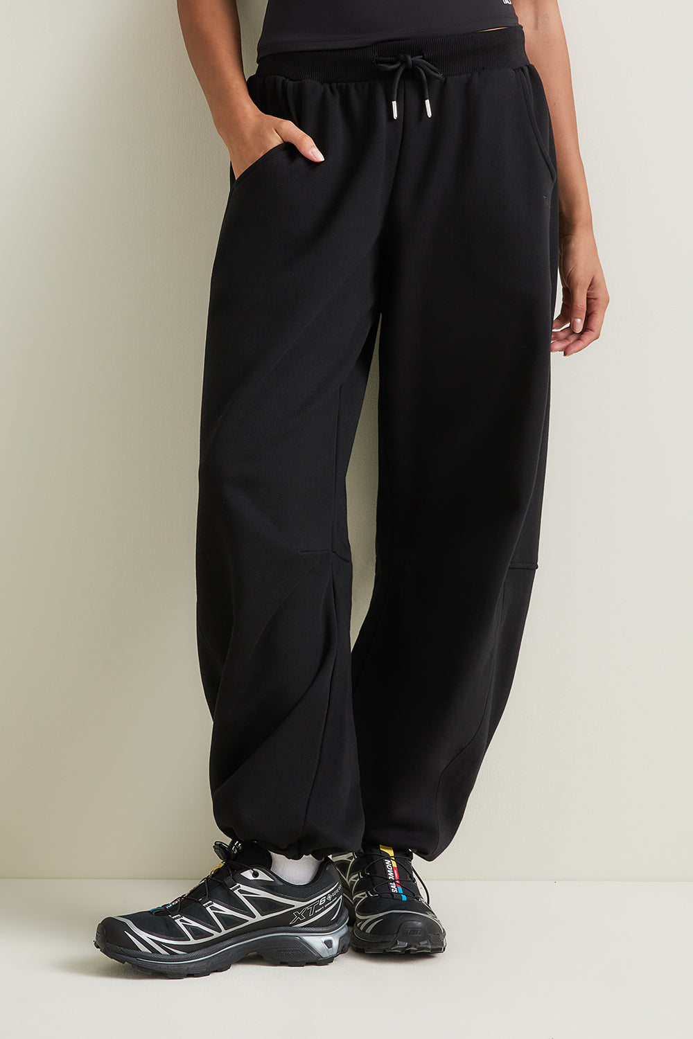 Organic Cotton Barrel Leg Jogger - Black