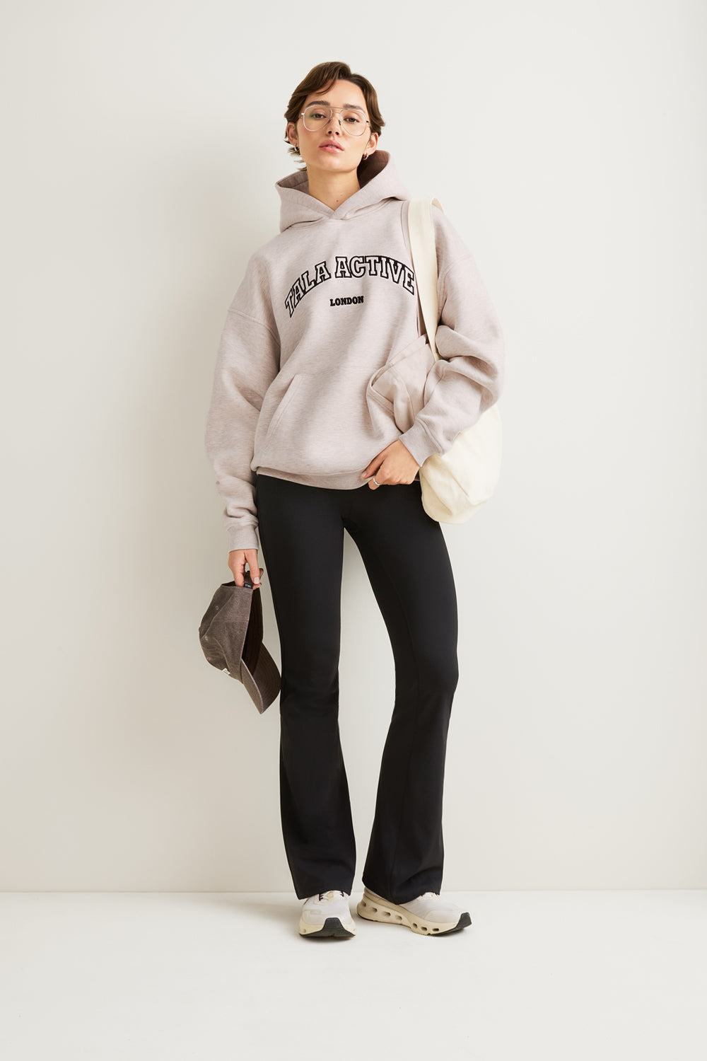 TALA Applique Oversized Hoodie - Oat Marl