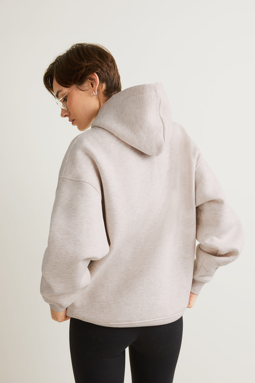 TALA Applique Oversized Hoodie - Oat Marl