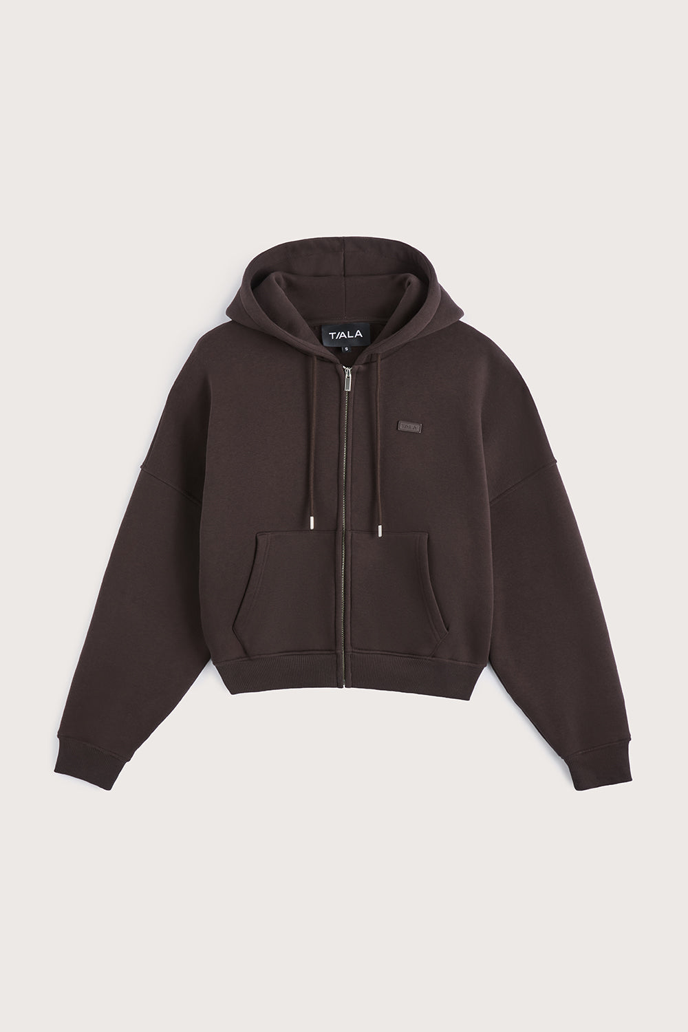 Oversized Cocoon Zip Through Hoodie - Americano