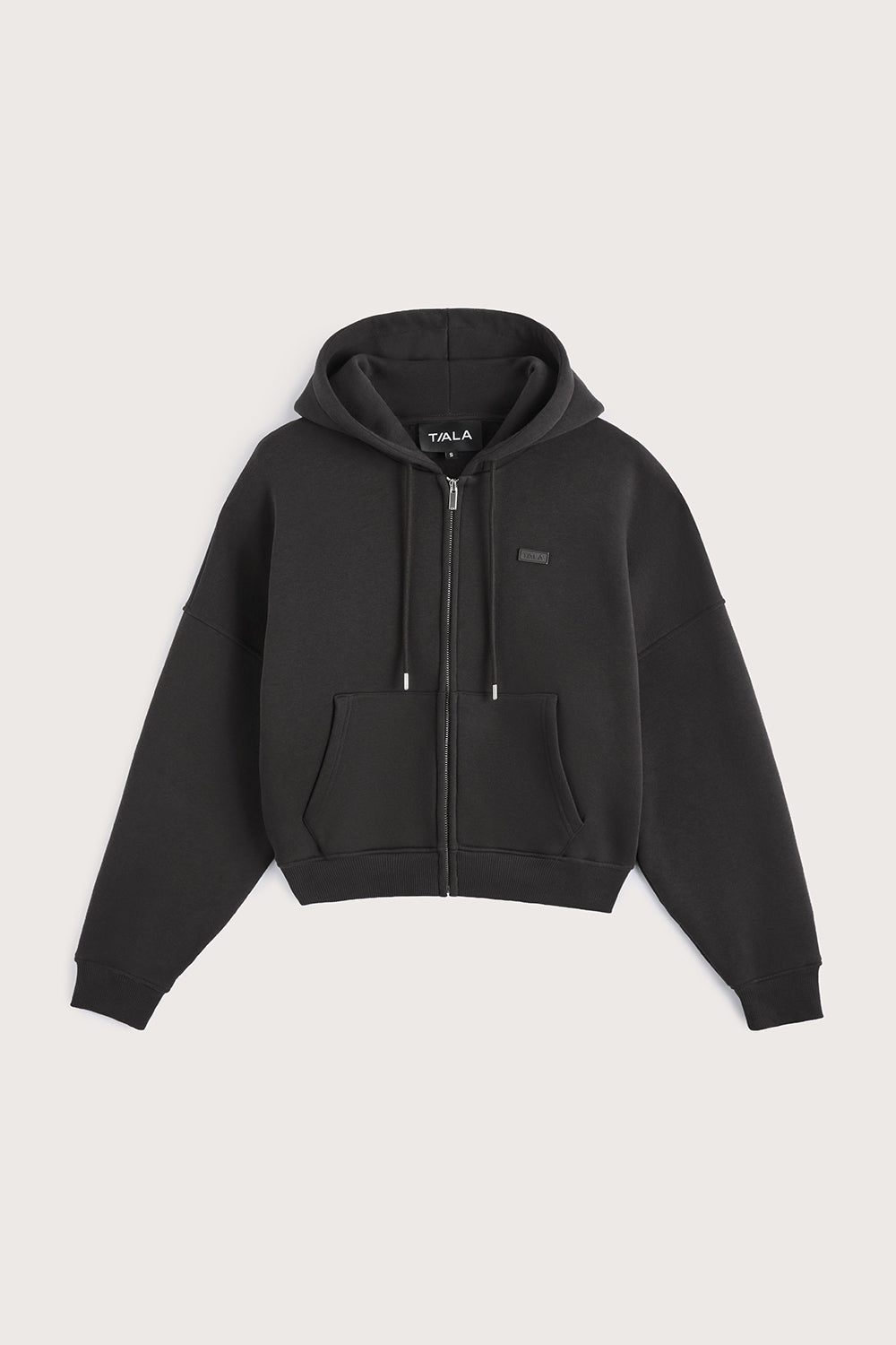 Oversized Cocoon Zip Through Hoodie - Vintage Black