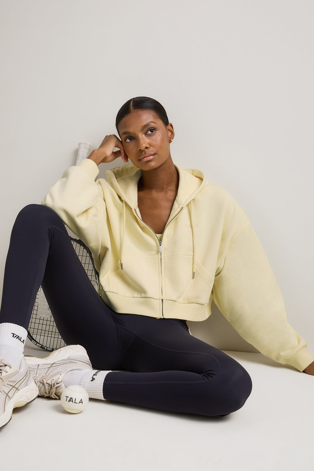 Slouchy Cocoon Zip Through Hoodie - Lemon Yellow