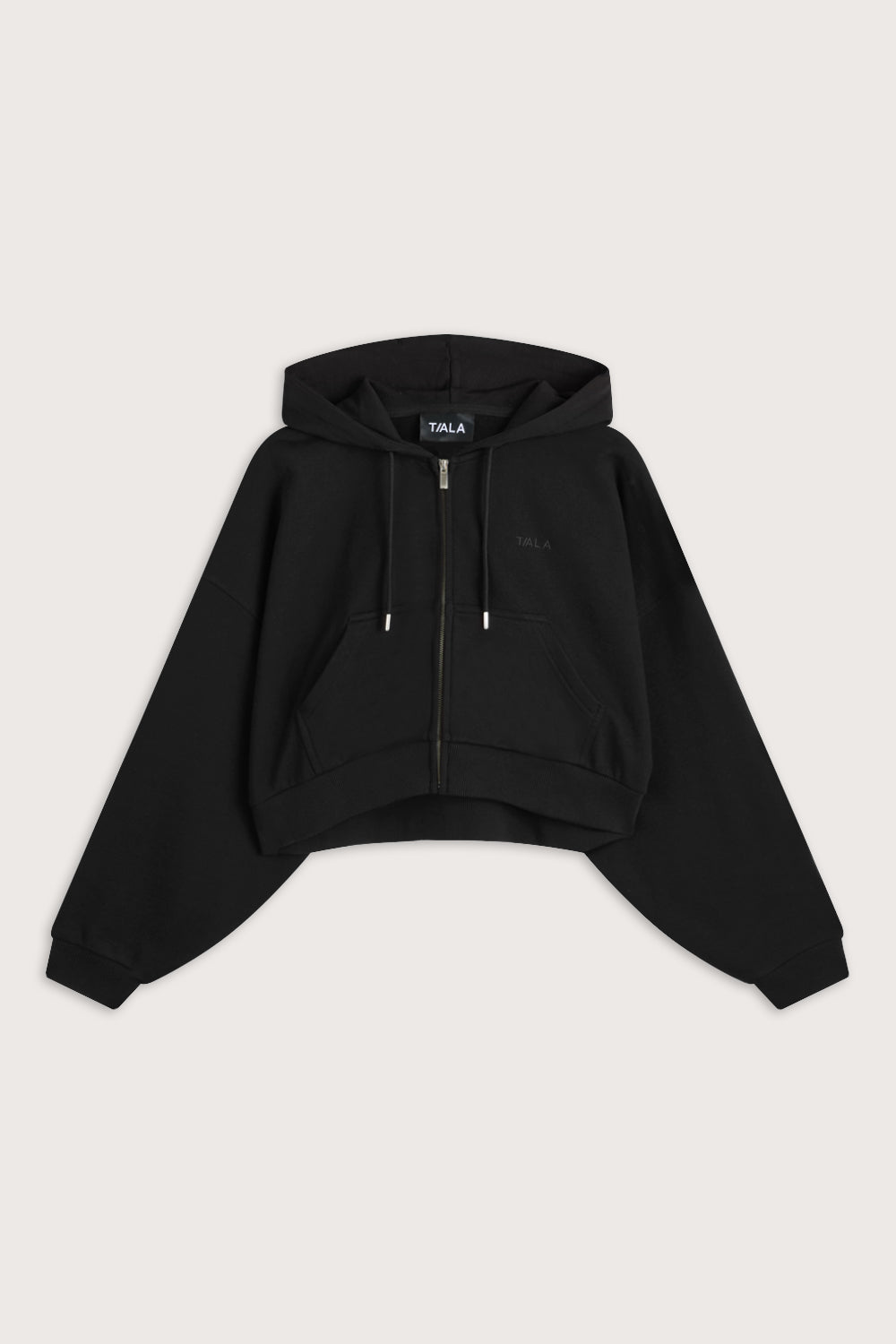 Relaxed Cotton Cocoon Hoodie - Shadow Black