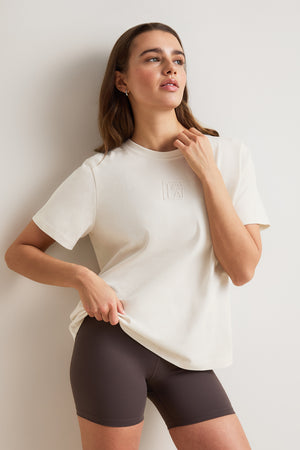 TALA Embossed Logo T-Shirt - Ivory