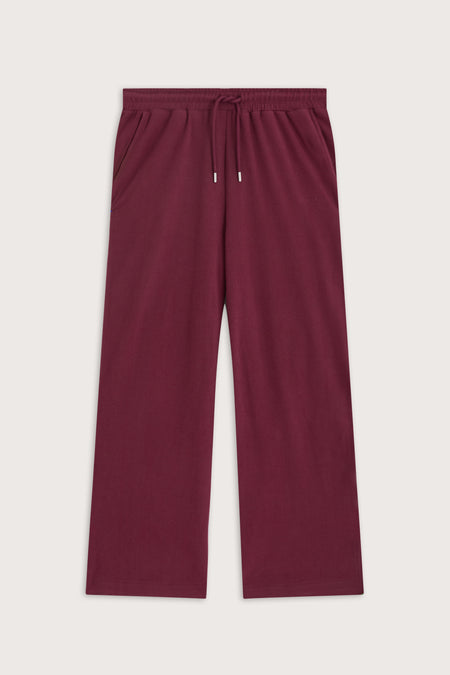 Plush Wide Leg Jogger - Cranberry