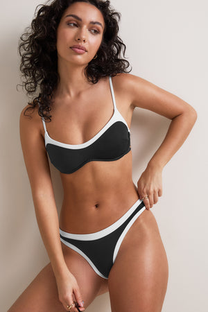 Contrast Mid Rise Bikini Bottom - Shadow Black