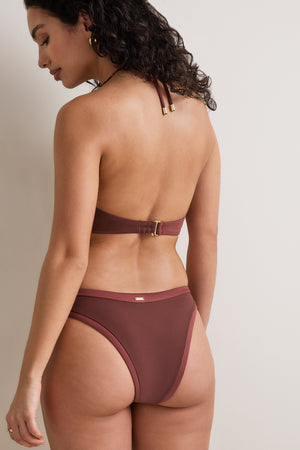 Contrast Mid Rise Bikini Bottom - Deep Rust