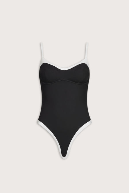 Contrast Underwired Swimsuit - Shadow Black