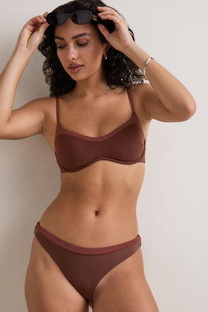 Contrast Cheeky Bikini Bottom - Deep Rust