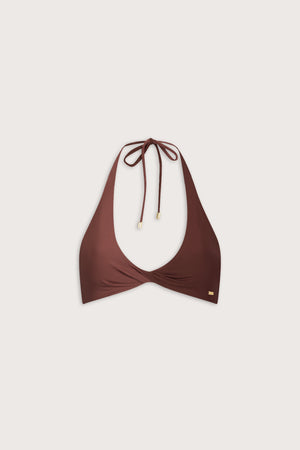 Contrast Twist Bikini Top - Deep Rust