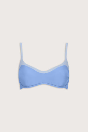 Contrast Underwired Bikini Top - Iris Blue